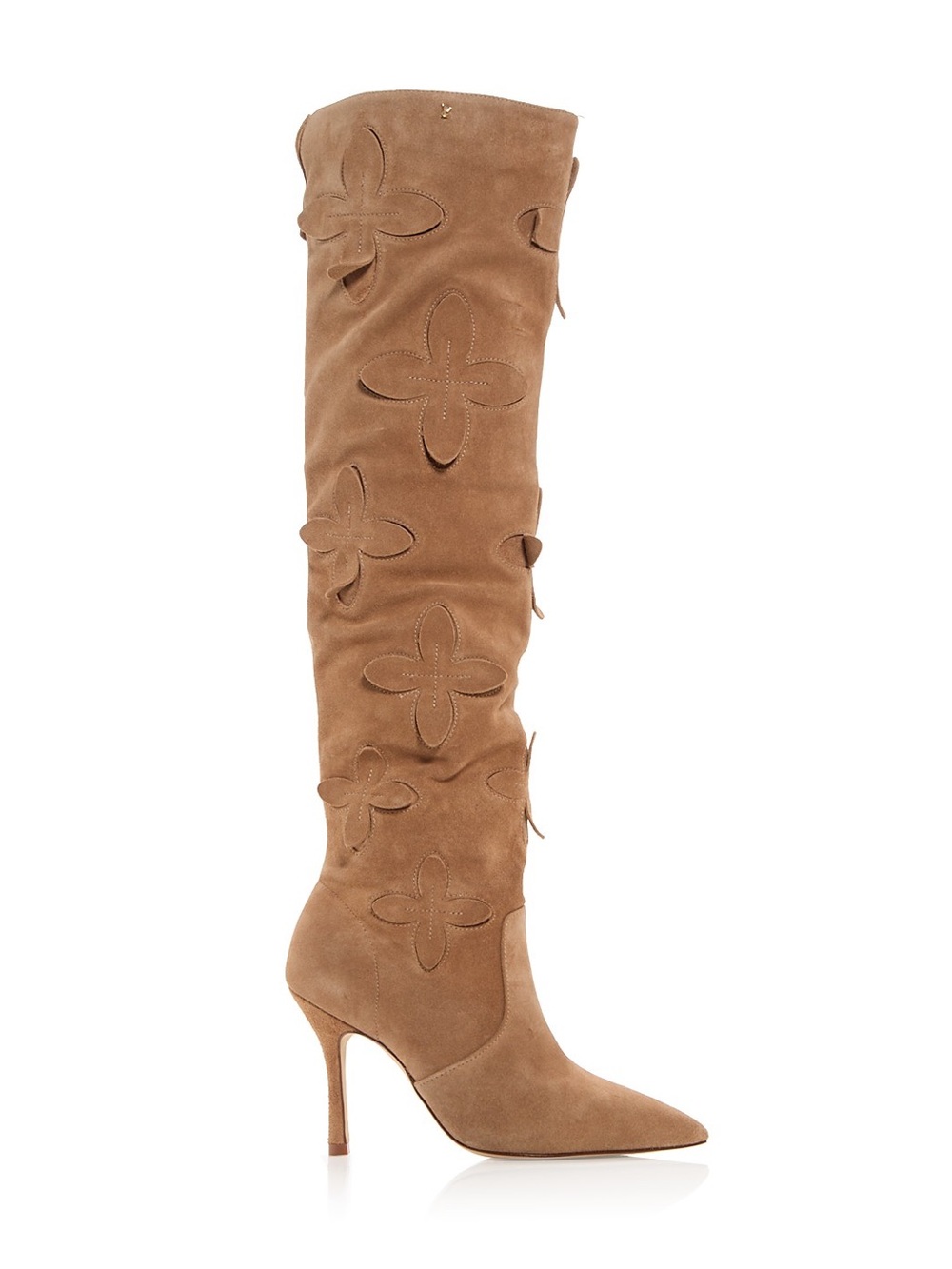 Larroude Julia Flower Embellished Suede Over the Knee Boot - Picture 10 of 15